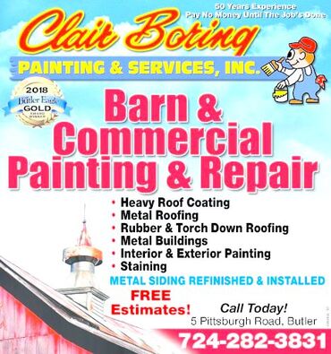 Ad for Clair Boring Barn Painting and Repair Restoration